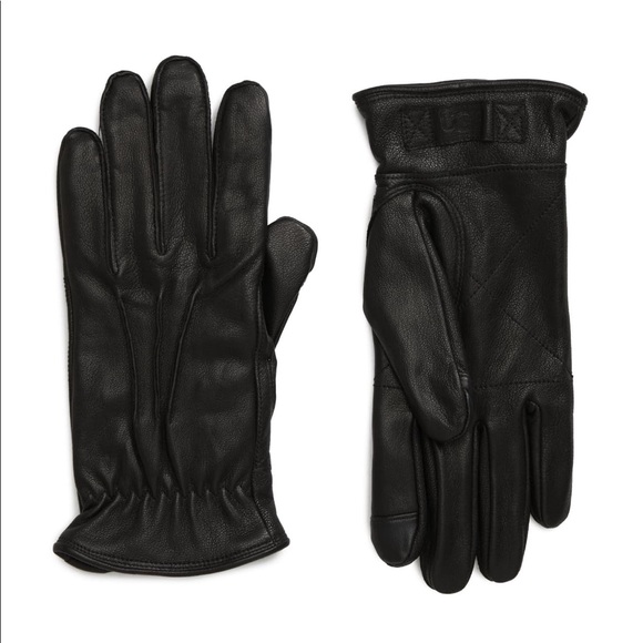 UGG NEW With TagsThree-Point Leather Tech Gloves Black